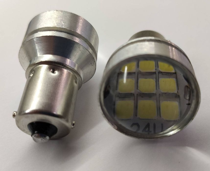 Лампа світлодіодна P21W 1156 12-24V одноконтактна 9 діодів лінза