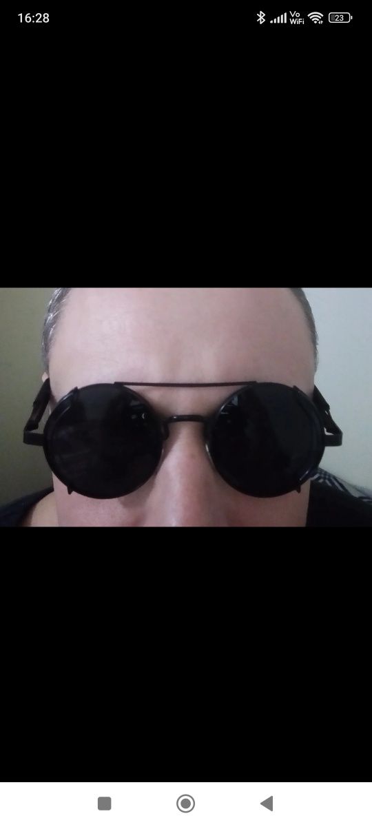 Okulary przeciwsłoneczne vintage lenonki okrągłe czarne unisex
