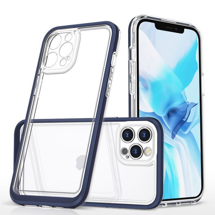 Clear 3In1 Etui Do Iphone 12 Pro Żelowy Pokrowiec Z Ramką Niebieski