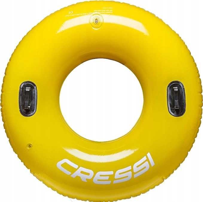 DZIURKA! Cressi Swim koło do pływania z uchwytami żółty 116 cm