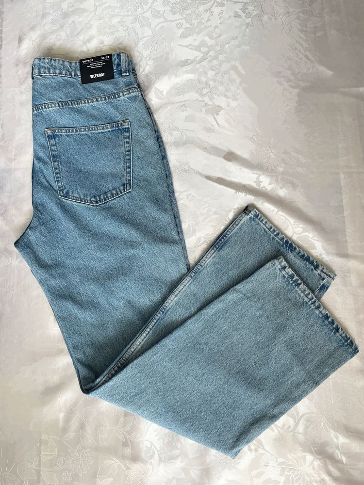 Jeansy proste r 34/32  high strach jeans