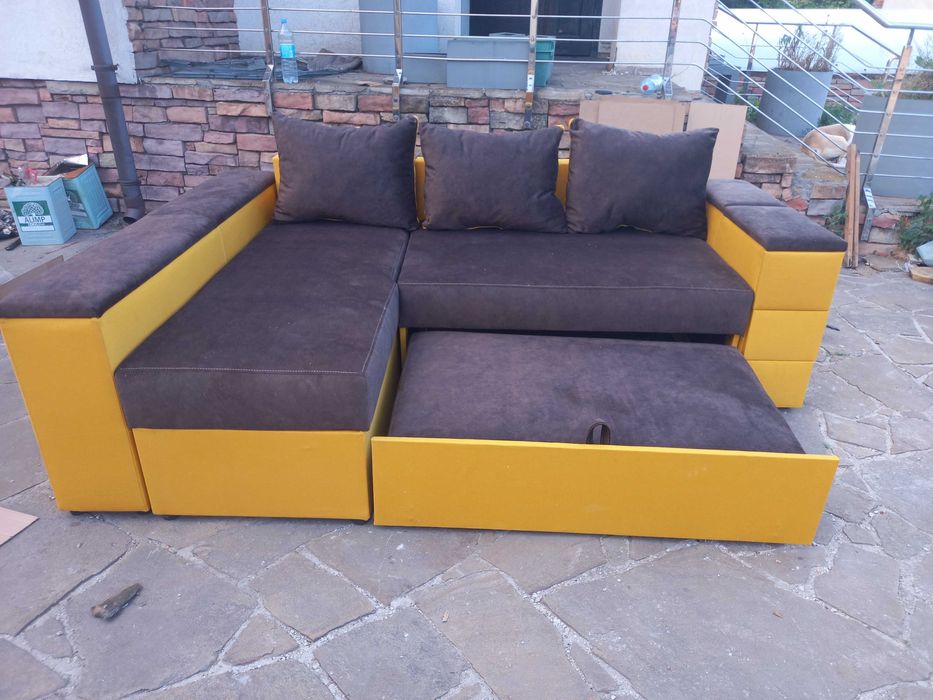 Угловой диван Денвер желто -коричневый