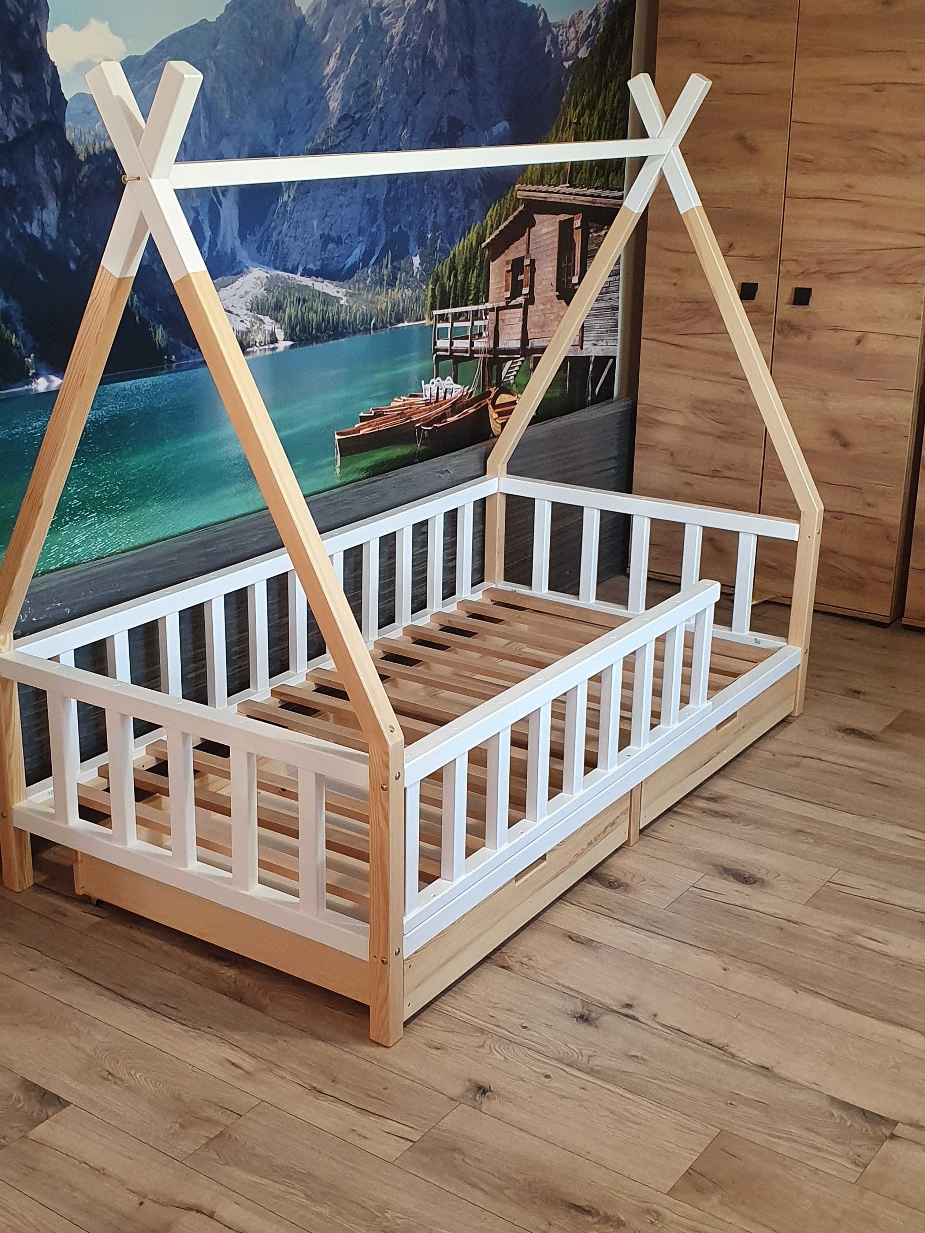 Łóżko dziecięce domek  tipi drewniane