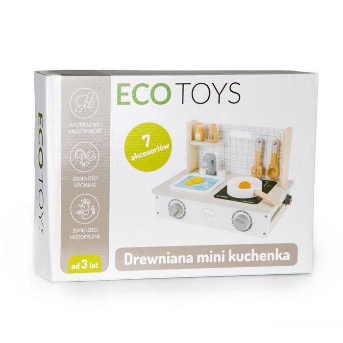 NOWA Drewniana Mini Kuchenka Dla Dzieci Z Pokrętłami Zabawka z drewna