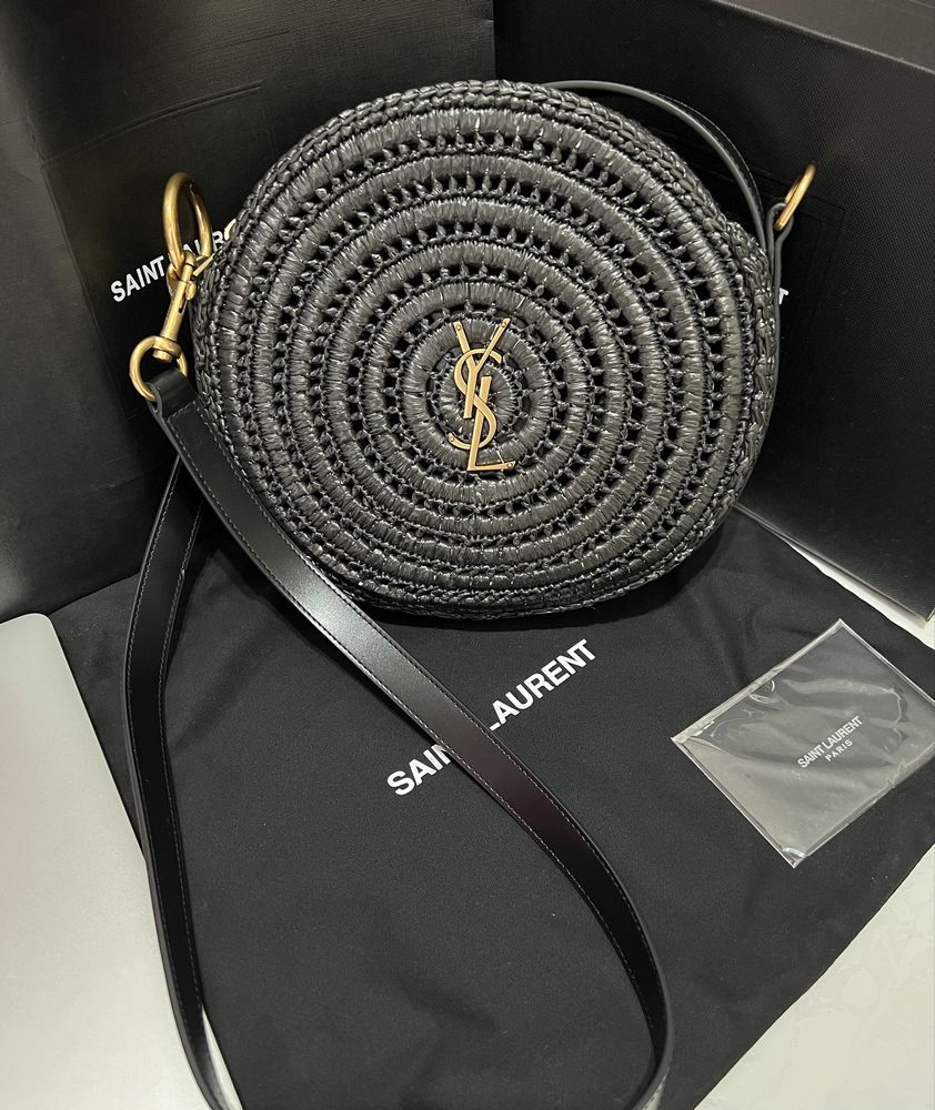 Сумка YSL Saint Laurent Round Raffia Shoulder Ив Сен Лоран Люкс