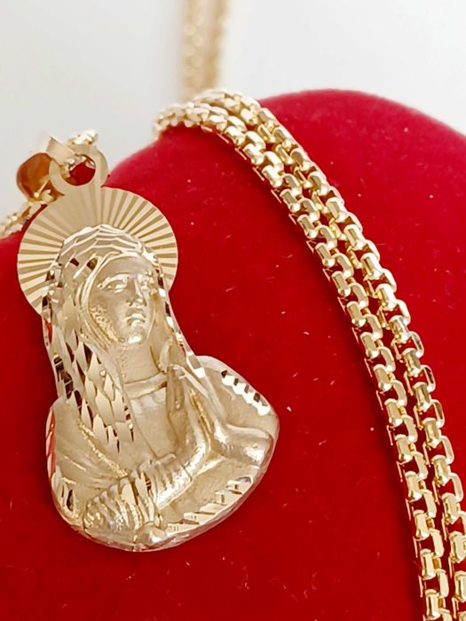 Łańcuszek złoty z medalikiem 14 karat 585