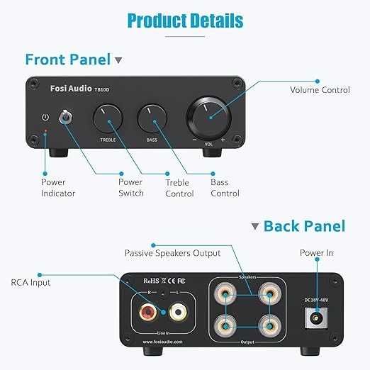 Fosi Audio TB10D 2-kanałowy wzmacniacz stereo / 32V