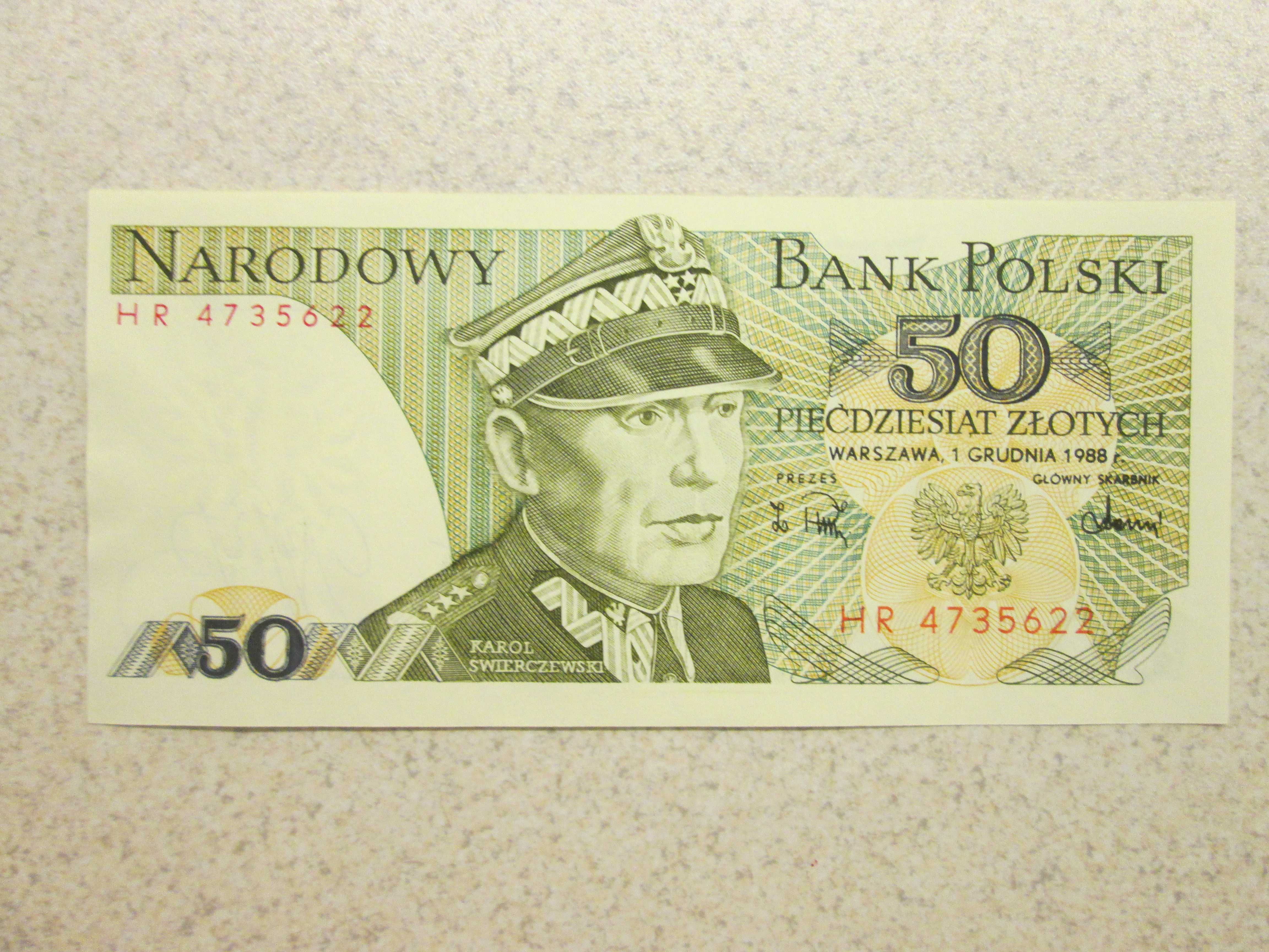 Banknot 50 złoty z roku 1988 PRL