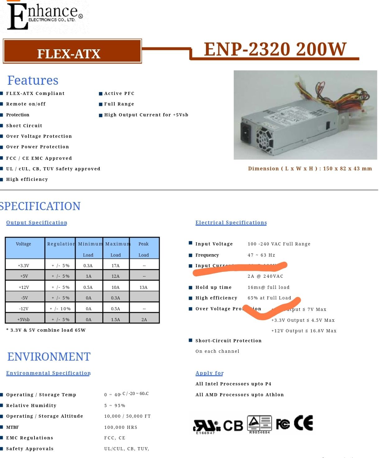 Zasilacz ENP-2320  Enhance Electronica 200w