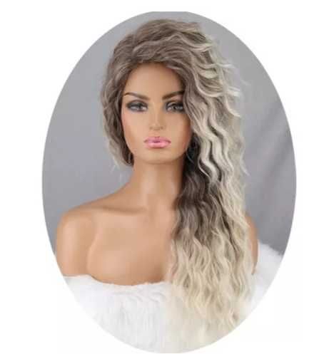 Peruka Afro loki jasny blond ombre