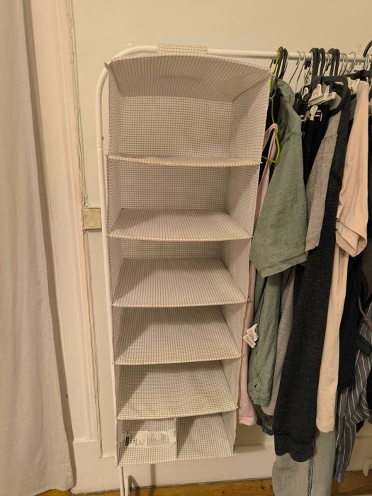 STUK Arrumação c/7 compartimentos, branco/cinzento, 30x30x90 cm