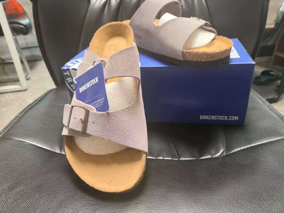 Birkenstock Arizona Szara zamsz szeroka wersja Rozmiar 39