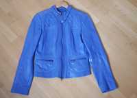 Женская кожаная куртка яркосиняя голубая Tom Tailor размер S