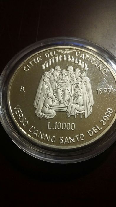 10000 lira srebro z Watykanu 1999 r.