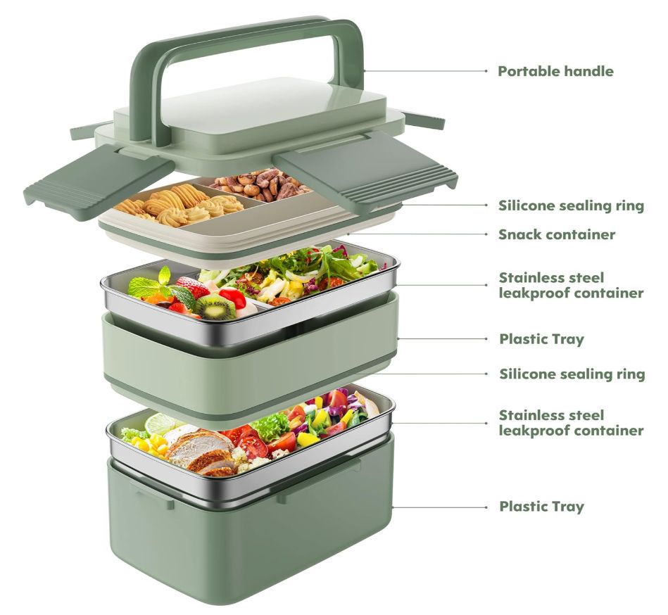 WayEee Bento Box, pudełko na lunch, pojemność 1500 ml nie zawiera BPA