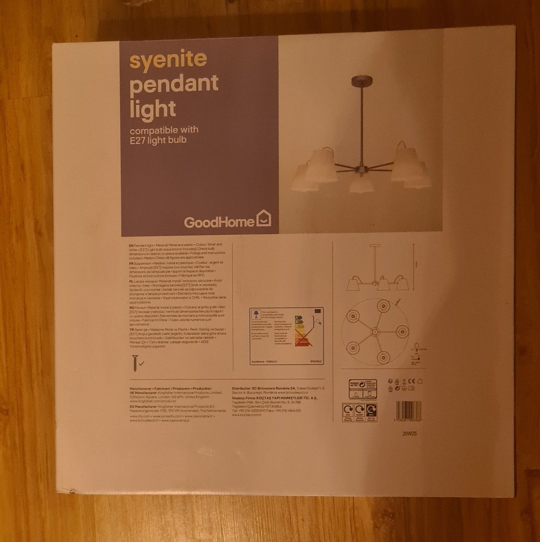 Lampa wisząca GoodHome Syenite 5-punktowa E27 srebrna