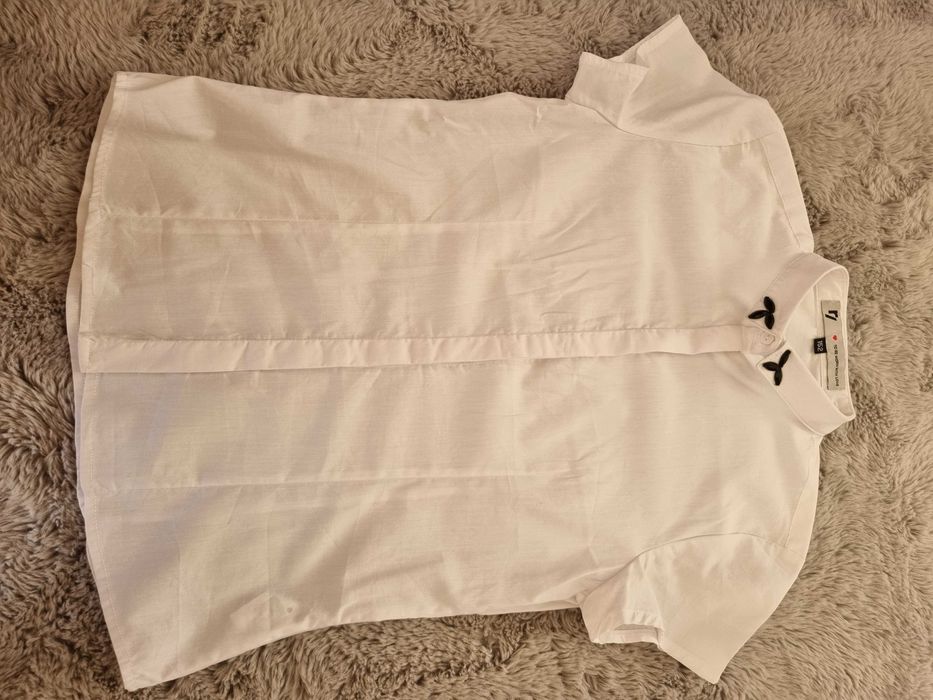 Bluzka biała dla dziewczynki z krótkim rękawem