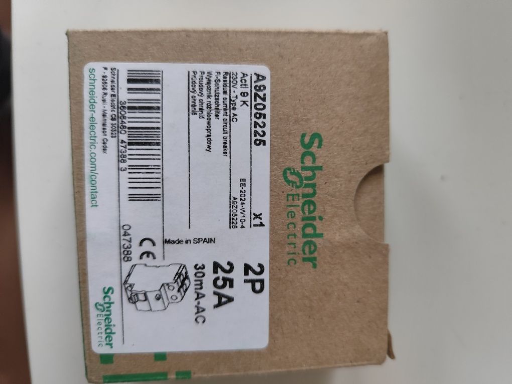 Wyłącznik różnicowoprądowy 2P 25A 0,03A typ AC ID K A9Z05225