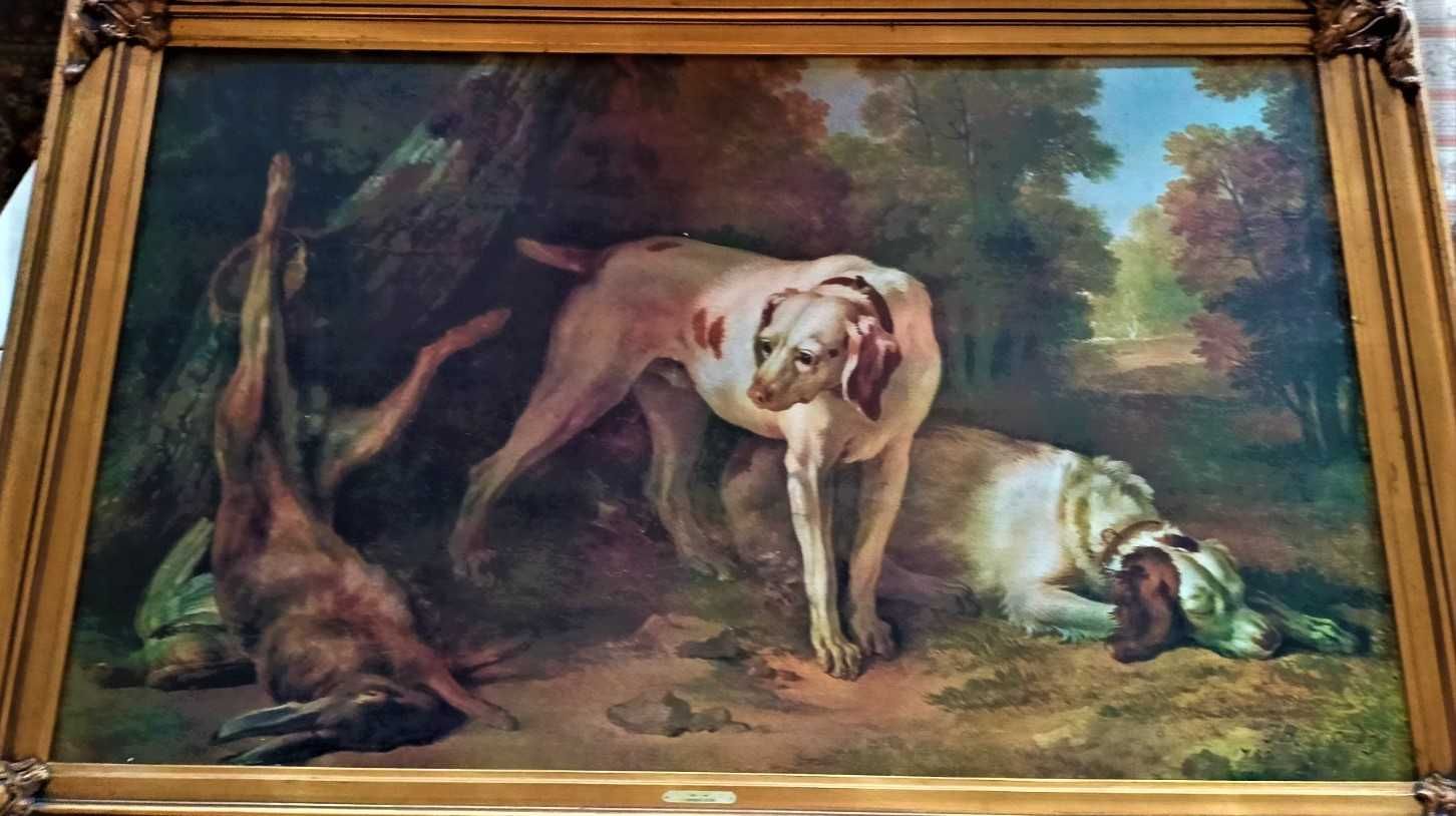 Estampa Cães e Lebre J Baptiste Oudry