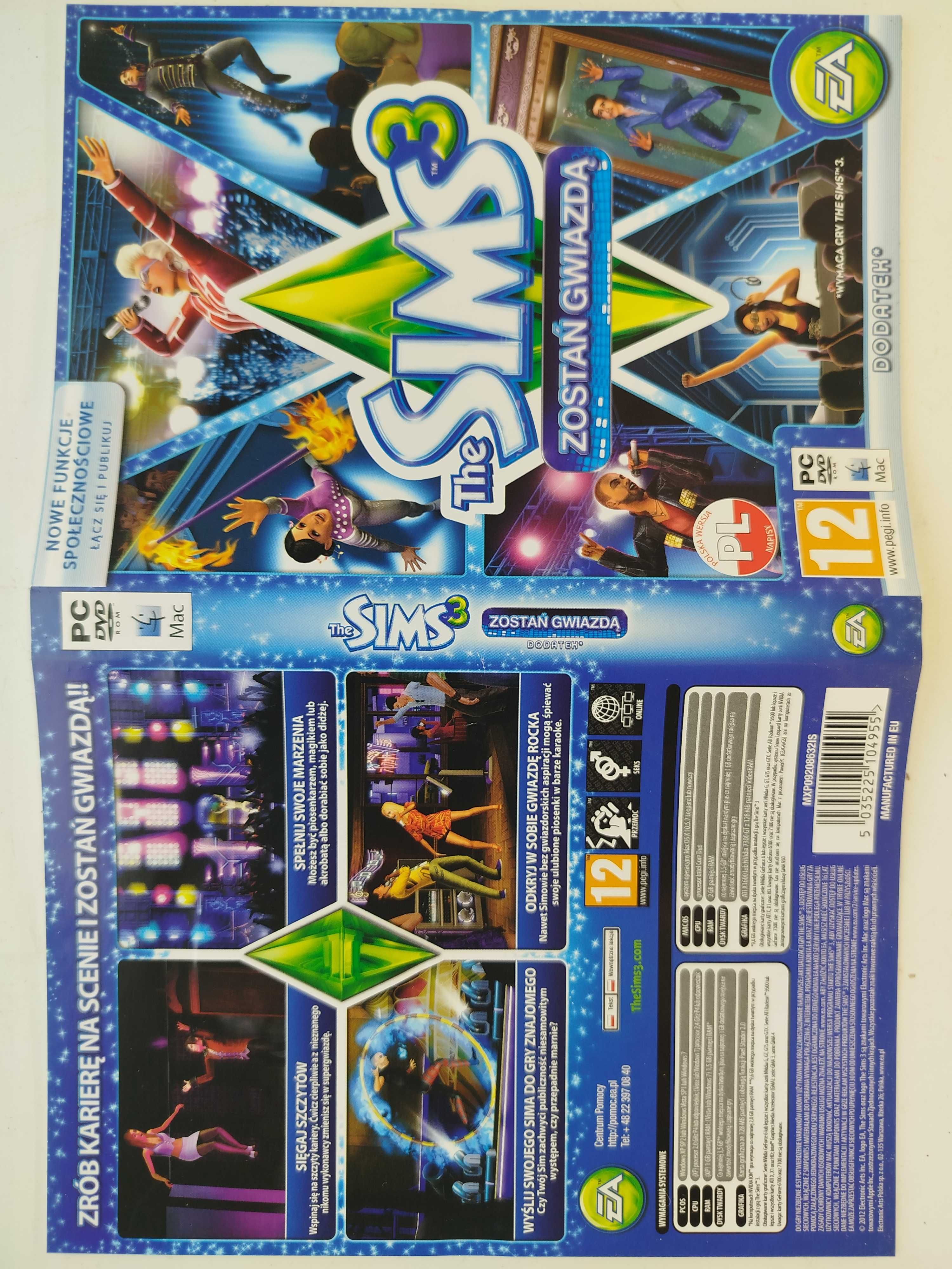 SIMS 3 Zostań Gwiazdą + Expansion Pack Pach 3 płyty 2 opakowania PC
