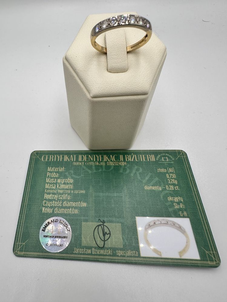 Złoty pierścionek 750 z diamentami 0,28ct