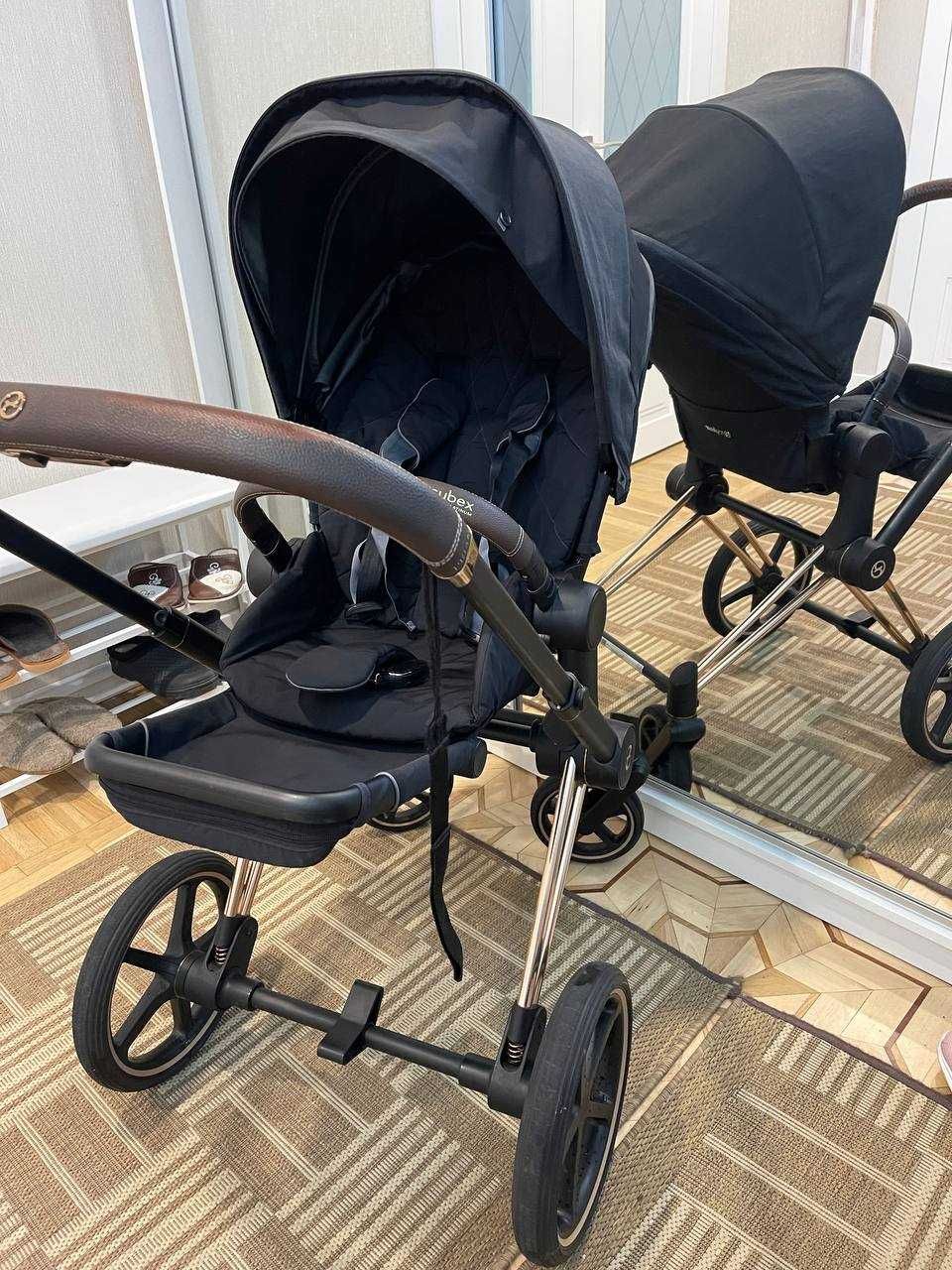 Коляска 2в1 Cybex priam rose gold з дощовиком та рукавичками