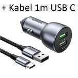 Ładowarka gniazda zapalniczki UGREEN 36 W 2xUSB 3.0 QC  1m kabel USB C