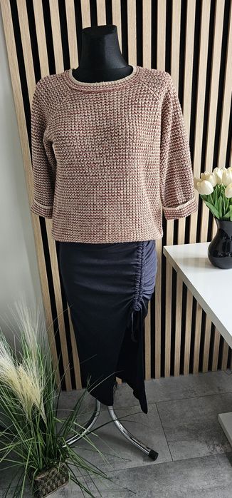 Sweter dzianinowy Light Academia luźny swobodny krój rekaw 3/4 George