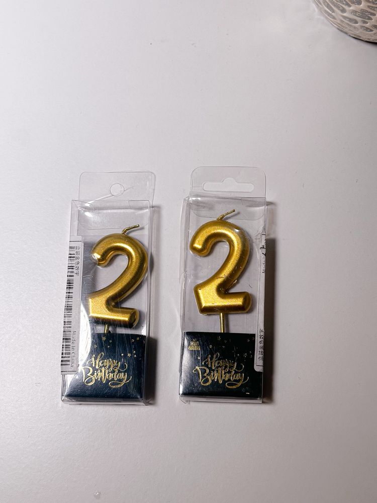 Świeczka złota 2 22 na tort urodzinowe świeczki