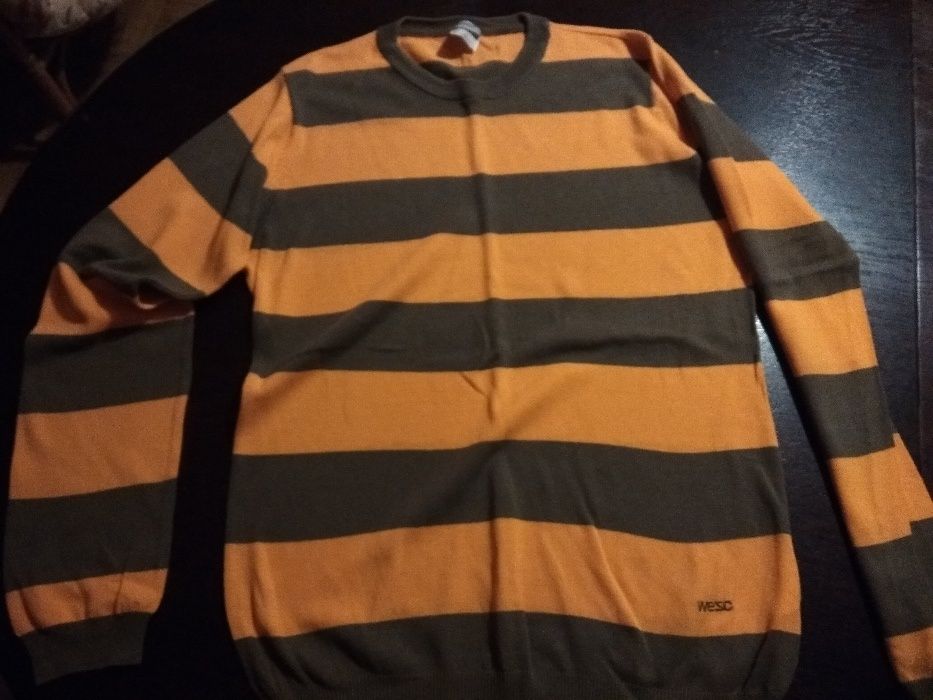 sweter w pomarańczowo-szare pasy - rozmiar s