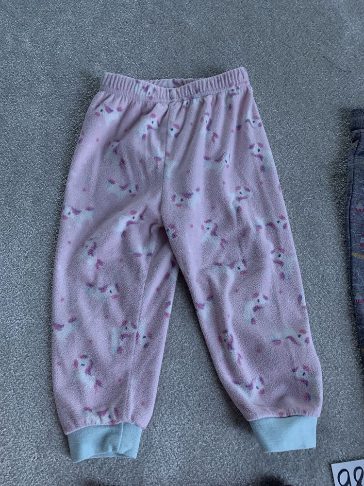 98 spodnie spódniczki  jeans ubrania zestaw panterka dresy aladynki