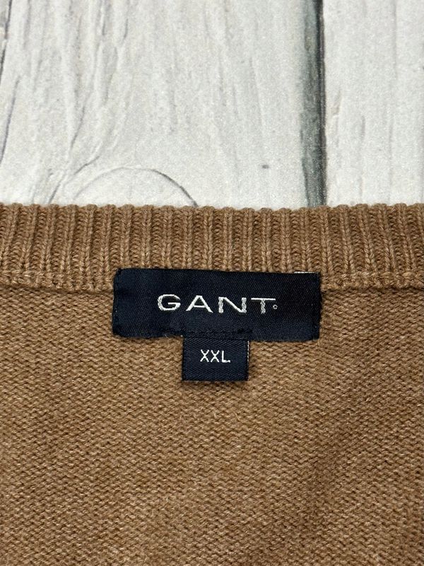 Gant Bawełniany Sweter w Serek Męski Logo na Piersi r. 2xl