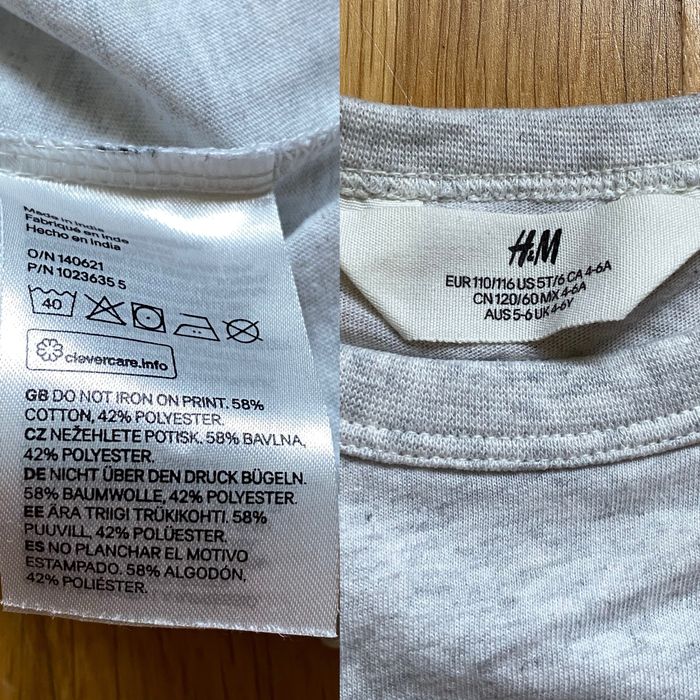 Bawełniana cienka koszulka z długim rękawem 110/116 cm H&M