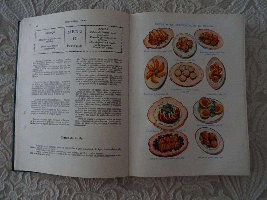 Livro Cozinheira Ideal Antigo Receitas Práticas Empratamentos