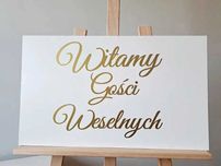 Witamy Gości Weselnych złoty napis tablica powitalna