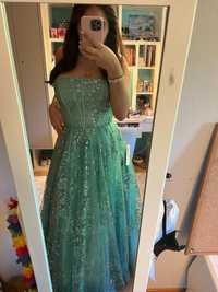 Vestido lindo tipo princesa verde agua