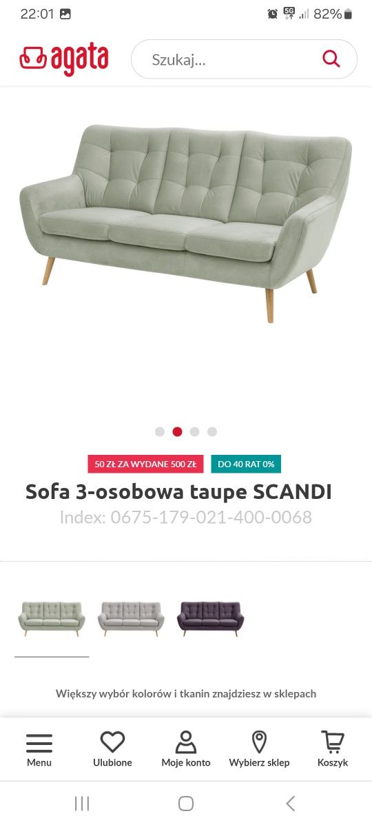 Sofa 3-osobowa + podnóżek