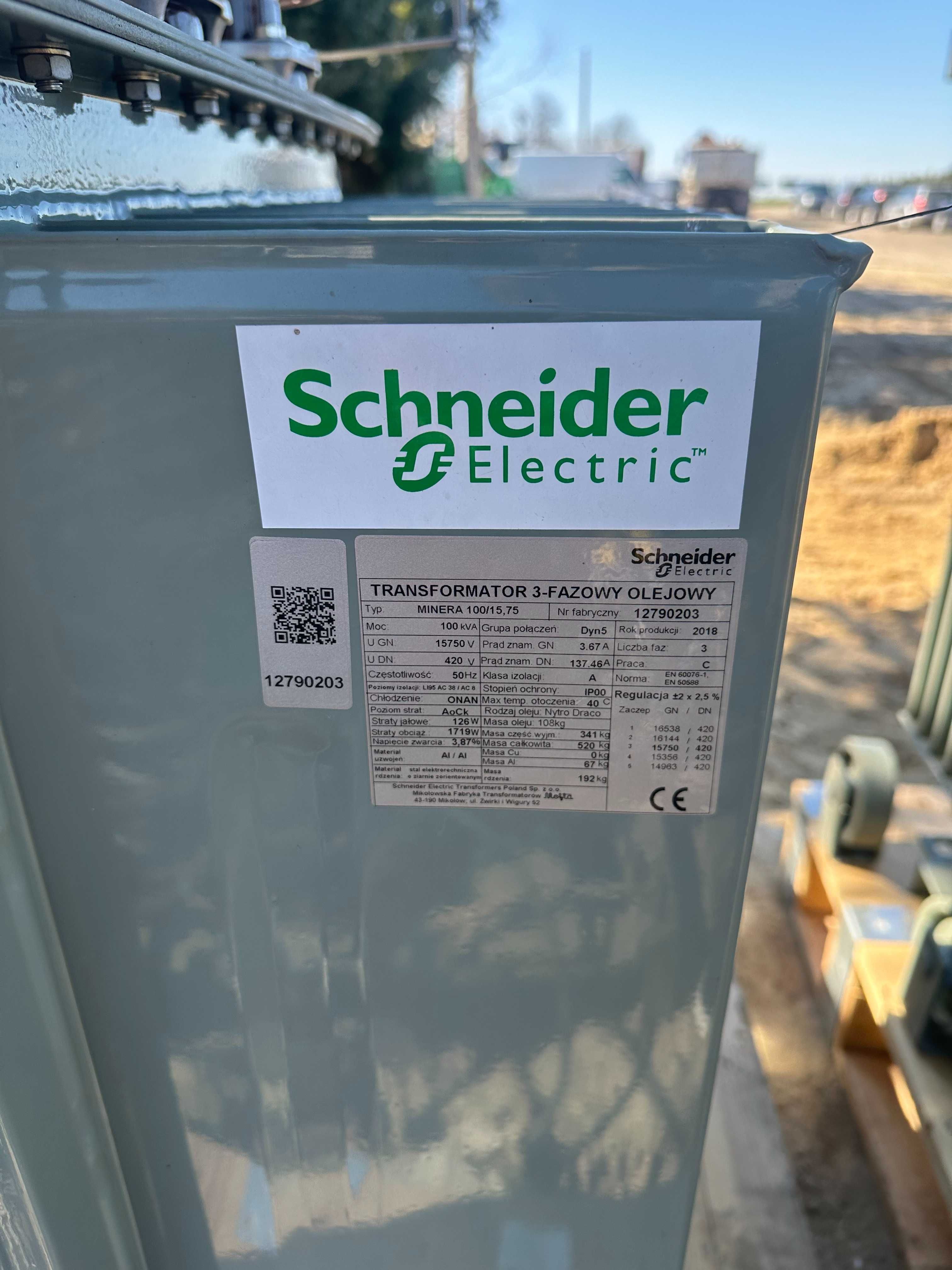 Transformator  olejowy Schneider 100 kVA -  używany