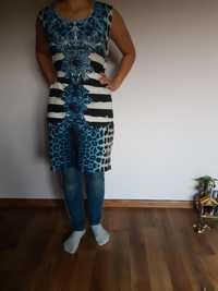 Niebieska sukienka w zdobne wzory r. L/XL TYLKO 30zł!!!