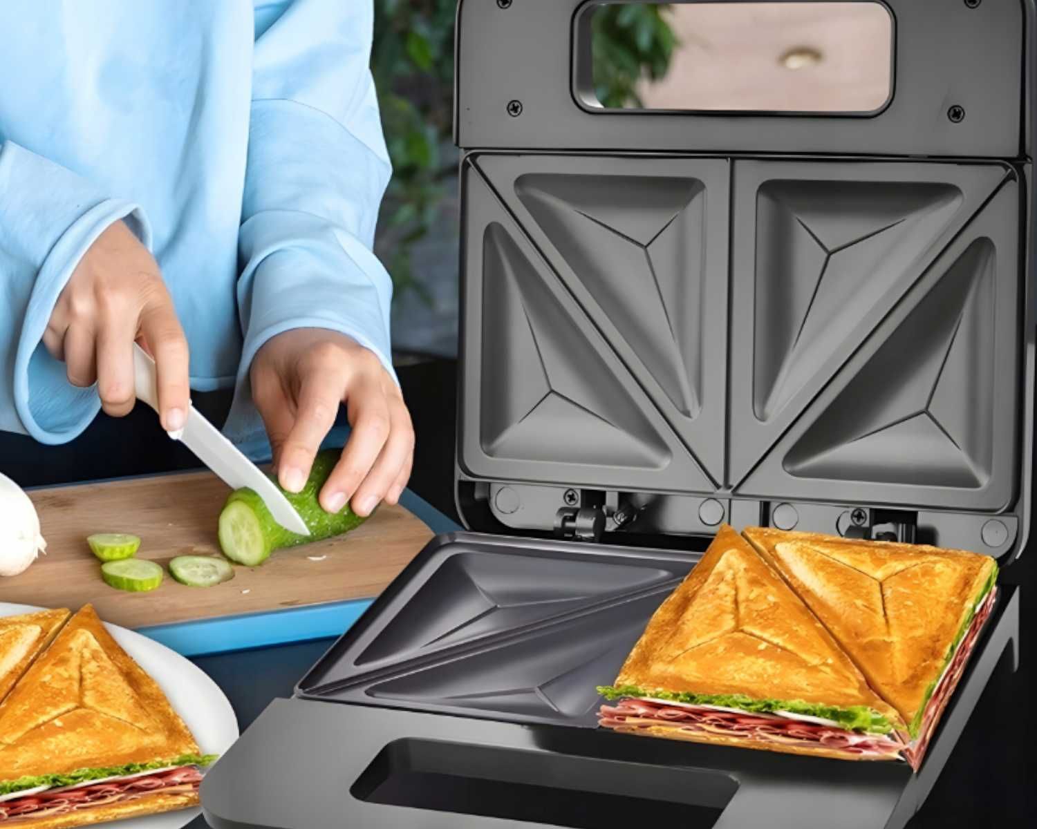 Elektryczny Toster 1000W Opiekacz Do Kanapek POWŁOKA NON-STICK