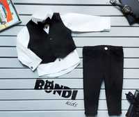 Нарядный костюм для мальчика с жилетом, черный, белый 80 р