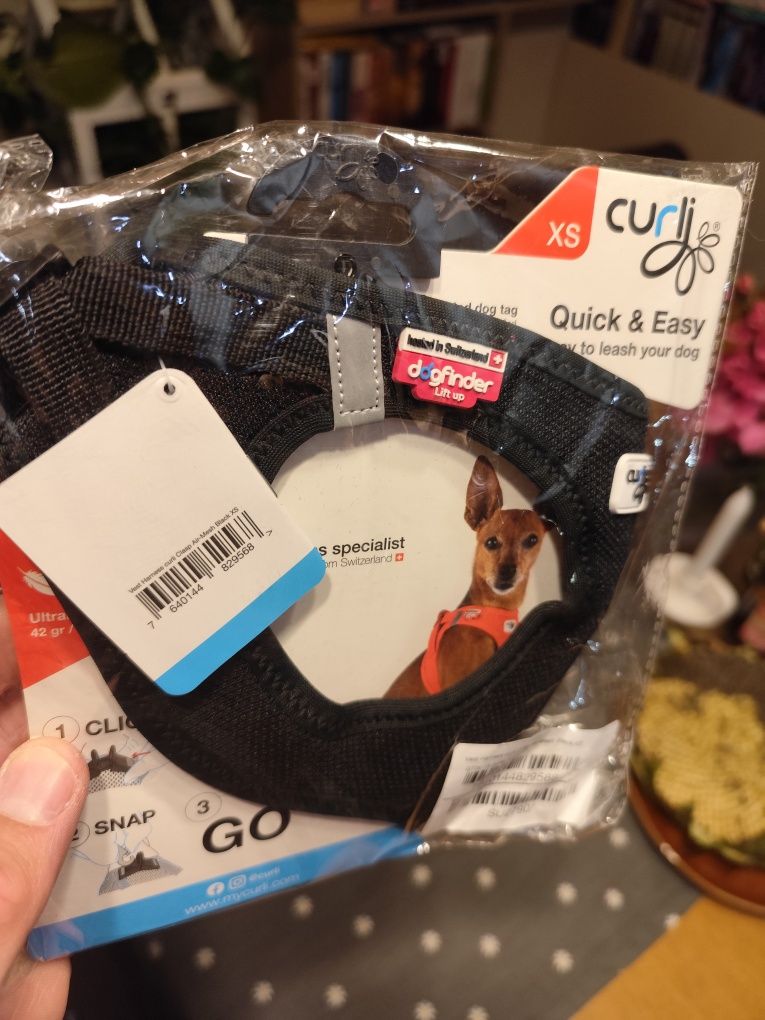 Szelki dla małych psów Curli Vest Clasp Air-Mesh, czarne - rozmiar XS