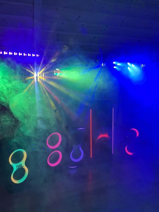 Wynajem Nagłośnienie oświetlenie  wytwornice dymu ścianki urodzinowe