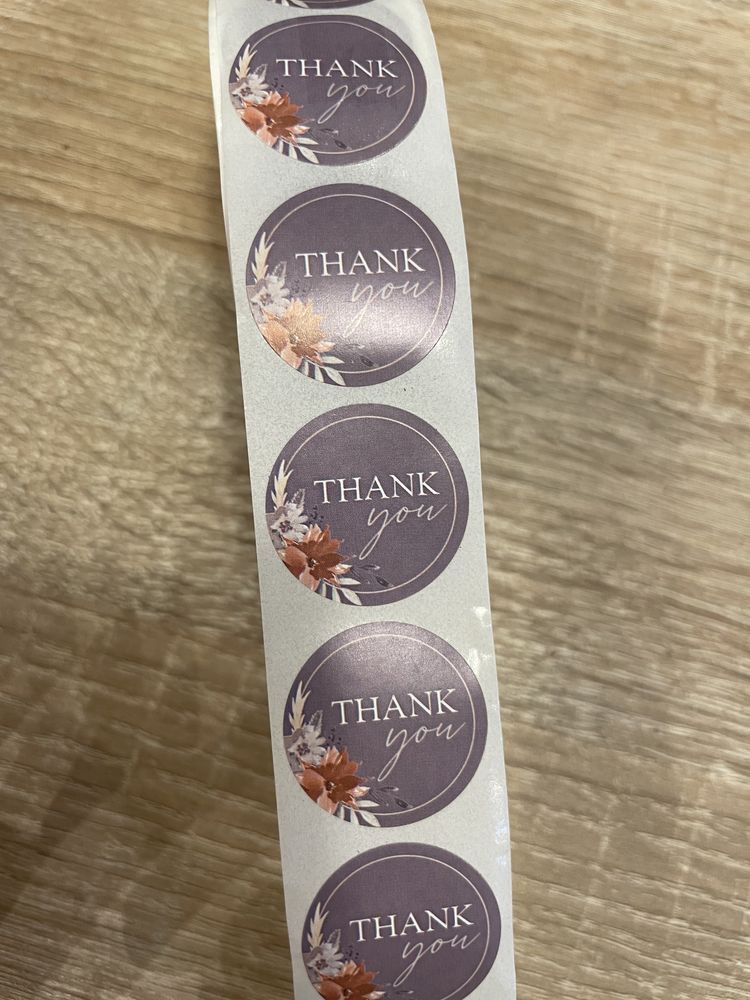 Autocolantes / Stickers em rolo "thank you" para Festas / Neg