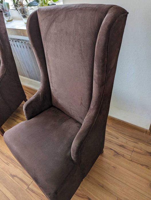 2 szt fotele zamszowe czekoladowy brąz