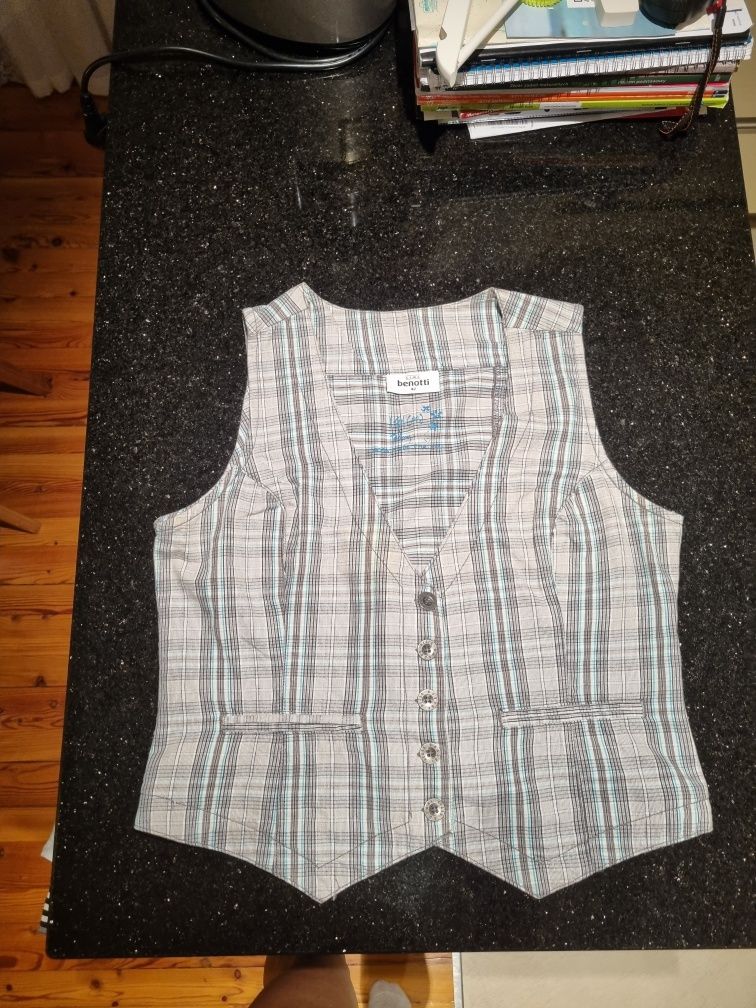 Kamizelka Gina BENOTTI 42 XL bezrękawnik w kratkę