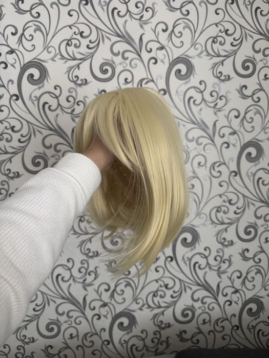 Волосся перука набір каре + хвіст зажим блонд