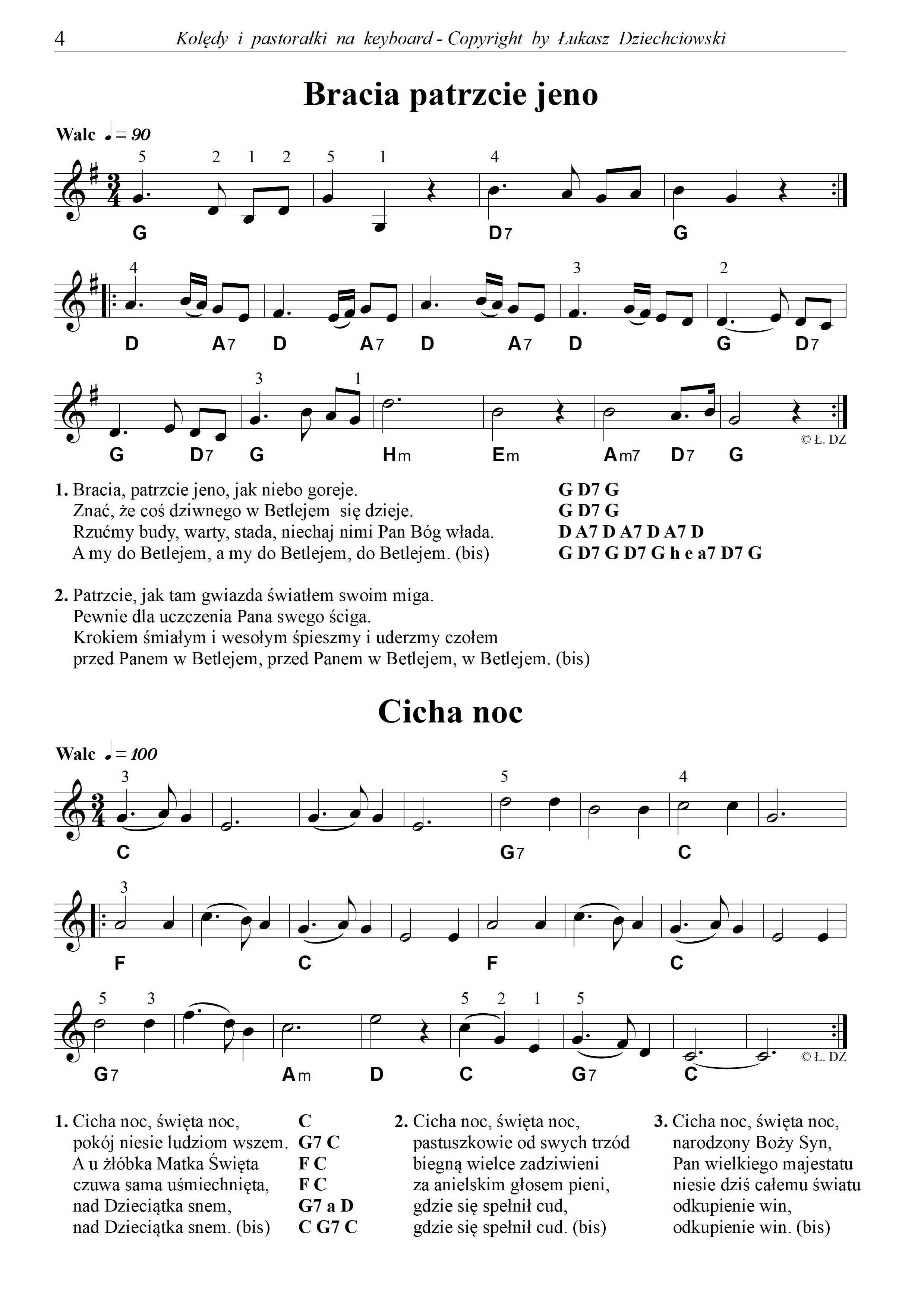Kolędy na keyboard - nuty, podkłady muzyczne mp3, 60 kolęd akordy nowe