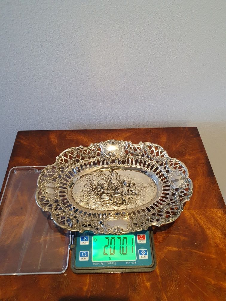 Paterka z aniołkami, 23 cm, srebro 800, 207gr