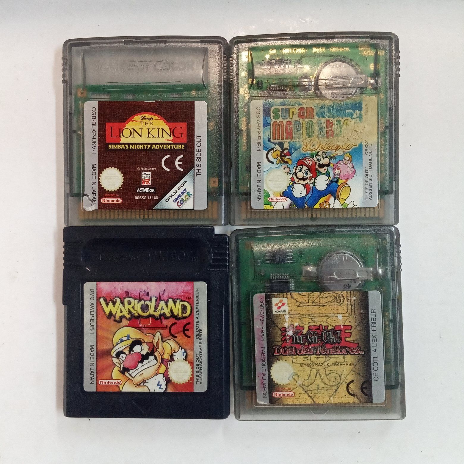 Gameboy clássicos color jogos caixas Super Mario Rei Leão Yu-Gi-Oh